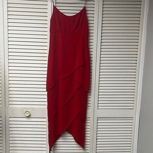 Vintage Elegant Asymmetrical Red Dress